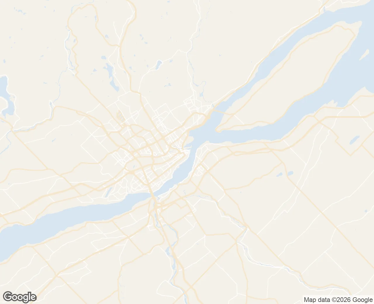 Map of the Quebec City service area we serve