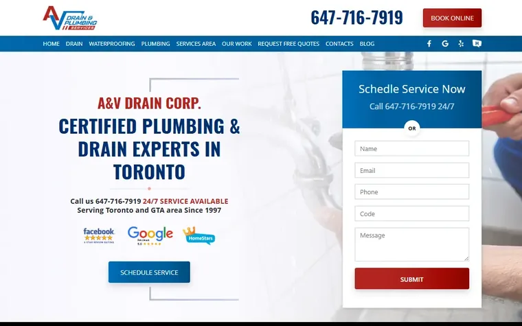 AV Drain website designed by WEBLAB4U