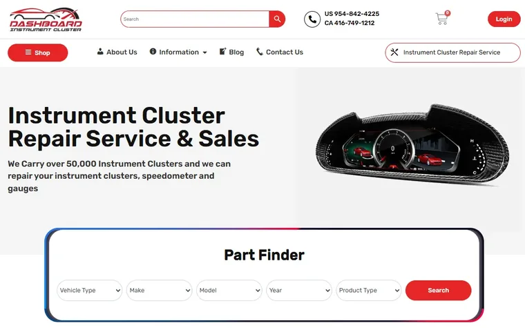 Dashboard Instrument Cluster website designed by WEBLAB4U