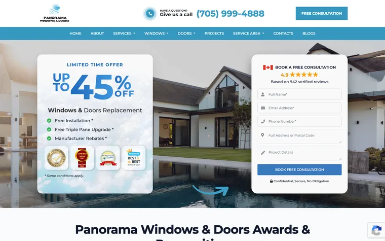 Panorama Windows website designed and built by WEBLAB4U