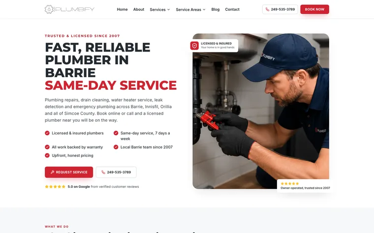 Plumbify website designed and built by WEBLAB4U